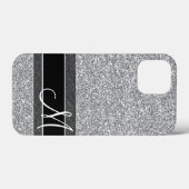 Fake-Glitzer-Muster mit Monogramm-Silber Case-Mate iPhone Hülle (Rückseite (Horizontal))