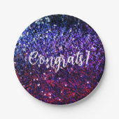 Fake Glitzer und Ihre Glückwünsche Pappteller (Vorderseite)