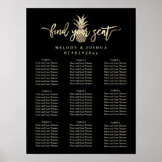FAKE GOLD-ANANAS-SITZPLAN POSTER (Vorne)
