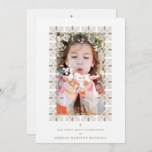 Fake Gold Effect Fancy Ornament Lace Effect Modern Einladung (Vorne/Hinten)