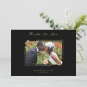 Fake Golden Branches Fancy Calligraphy Photo Dankeskarte (Stehend Vorderseite)