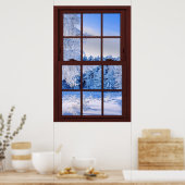Fake Imitate FensterIllusion - Schneeszene Poster (Küche)