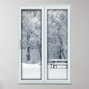 Fake Imitate FensterIllusion - Schneeszene Poster