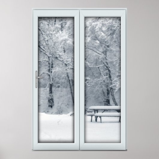 Fake Imitate FensterIllusion - Schneeszene Poster (Vorne)