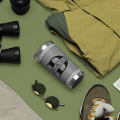 Fake Leder Stiche Monogramm Individuelle Name Thermobecher