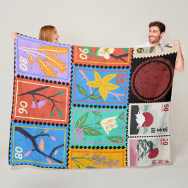 Fake Masterpiece Random Briefmarke Collage Collect Fleecedecke