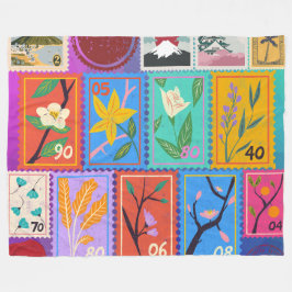 Fake Masterpiece Random Briefmarke Collage Collect Fleecedecke