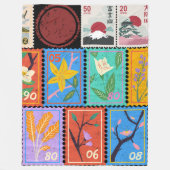 Fake Masterpiece Random Briefmarke Collage Collect Fleecedecke (Vorderseite)