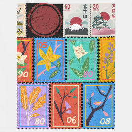 Fake Masterpiece Random Briefmarke Collage Collect Fleecedecke