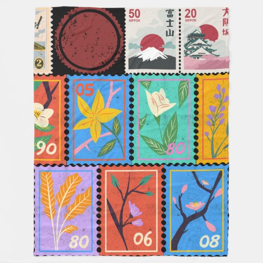 Fake Masterpiece Random Briefmarke Collage Collect Fleecedecke (Vorderseite)