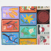 Fake Masterpiece Random Briefmarke Collage Collect Fleecedecke (Vorderseite (Horizontal))