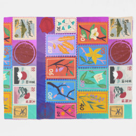 Fake Masterpiece Random Briefmarke Collage Collect Fleecedecke