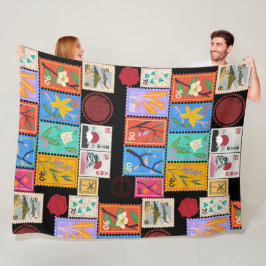 Fake Masterpiece Random Briefmarke Collage Collect Fleecedecke