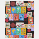 Fake Masterpiece Random Briefmarke Collage Collect Fleecedecke (Vorderseite)