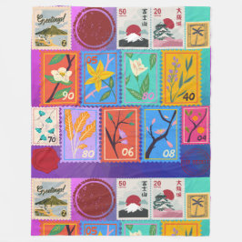 Fake Masterpiece Random Briefmarke Collage Collect Fleecedecke