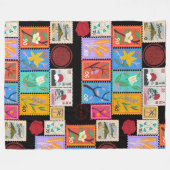 Fake Masterpiece Random Briefmarke Collage Collect Fleecedecke (Vorderseite (Horizontal))