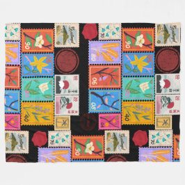 Fake Masterpiece Random Briefmarke Collage Collect Fleecedecke