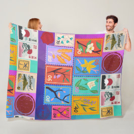 Fake Masterpiece Random Briefmarke Collage Collect Fleecedecke