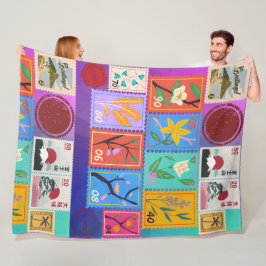 Fake Masterpiece Random Briefmarke Collage Collect Fleecedecke