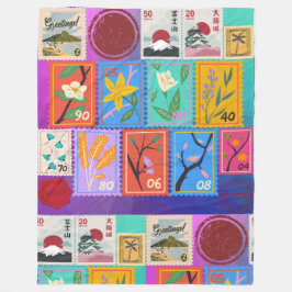 Fake Masterpiece Random Briefmarke Collage Collect Fleecedecke