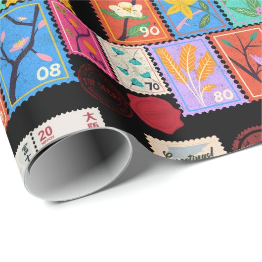 Fake Masterpiece Random Briefmarke Collage Collect Geschenkpapier (Rolleneckpunkt)