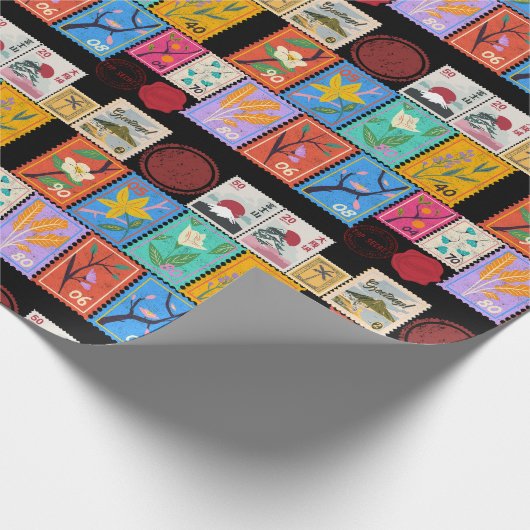 Fake Masterpiece Random Briefmarke Collage Collect Geschenkpapier (Ecke)