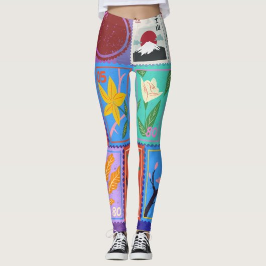 Fake Masterpiece Random Briefmarke Collage Collect Leggings (Vorderseite)