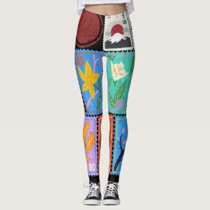 Fake Masterpiece Random Briefmarke Collage Collect Leggings