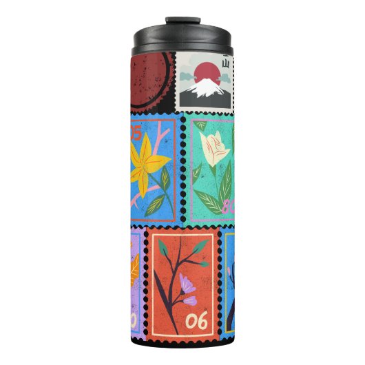 Fake Masterpiece Random Briefmarke Collage Collect Thermosbecher (Vorderseite)