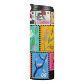 Fake Masterpiece Random Briefmarke Collage Collect Thermosbecher (Nach rechts gedreht)