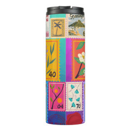 Fake Masterpiece Random Briefmarke Collage Collect Thermosbecher