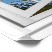 Fake mit Blick auf den Ozean mit Flamingos am Stra Poster (Ecke)