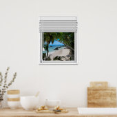 Fake mit Blinds im  des tropischen Strandes Poster (Küche)