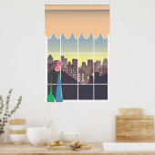 Fake mit Stadtsicht Mauerart Poster (Küche)
