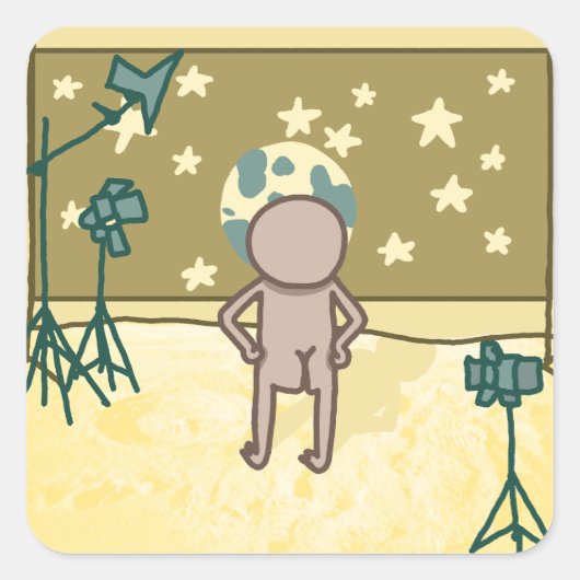 Fake Moon Landing Joke Sticker (Vorderseite)