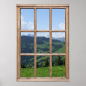 Fake Mountain View - Schöne Aussicht von einem Fen Poster (Vorne)