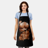 Fake Muskel unter Kleidung Sixpack Ripped Abs Blac Schürze (Getragen)