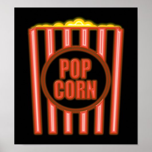 Fake Neon Popcorn Sign Poster (Vorne)