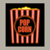 Fake Neon Popcorn Sign Poster