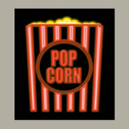 Fake Neon Popcorn Sign Poster
