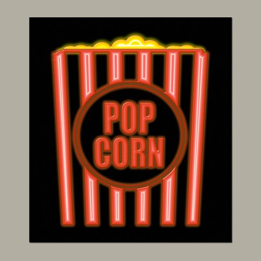Fake Neon Popcorn Sign Poster