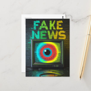 Fake News Retro TV Eyeball Glitch Postkarte
