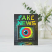 Fake News Retro TV Eyeball Glitch Postkarte (Stehend Vorderseite)