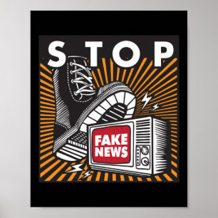 Fake News stoppen - Naher Fernsehaufkleber Poster