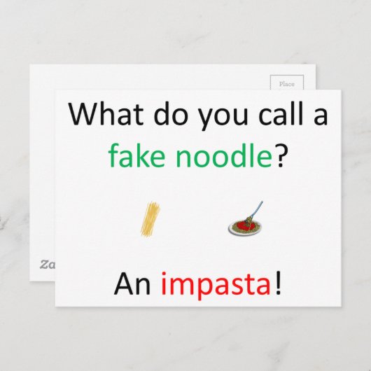 Fake Noodle Joke Postkarte (Vorne/Hinten)