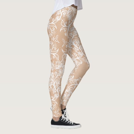 Fake-out White Lace Blume Hummingbirds Leggings (Rechts)