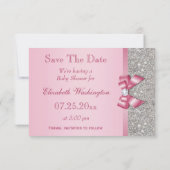 Fake Pink Bow Diamanten Save the Date Babydusche (Rückseite)