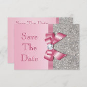 Fake Pink Bow Diamanten Save the Date Babydusche (Vorne/Hinten)