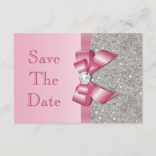 Fake-Rosa-Bogen-Diamant-Save the Date Baby-Dusche Save The Date