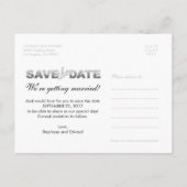 Fake Silver Glitzer Save the Date Foto Postkarte (Rückseite)